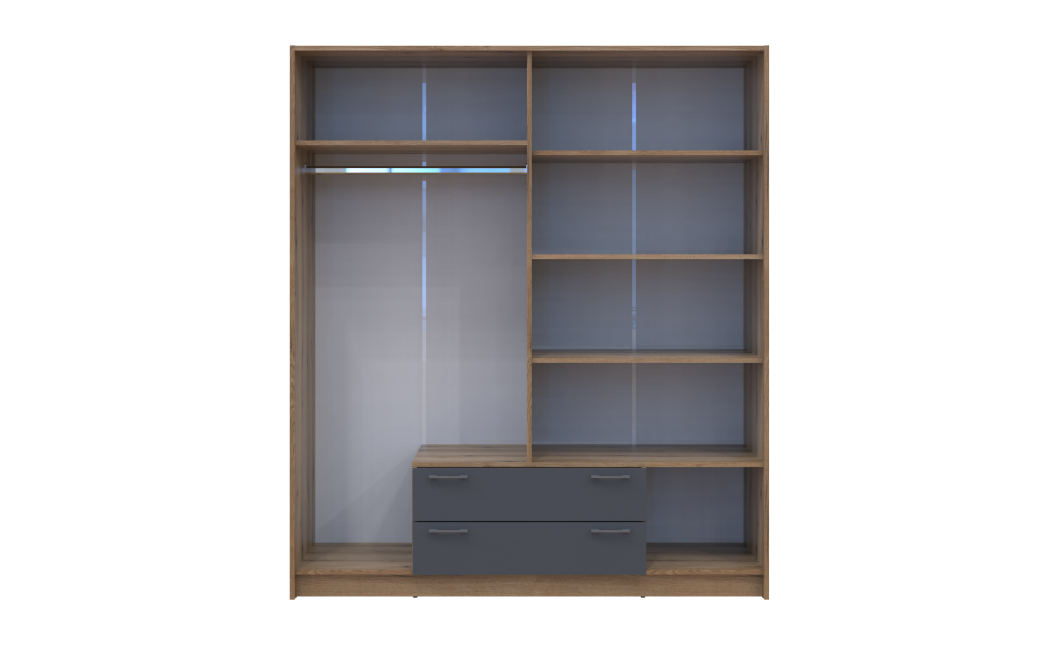 Kleiderschrank Doros Rondi mit Drehtüren Artisan Eiche / Graphitgrau 4 Türen 160x52x195 (80737824)