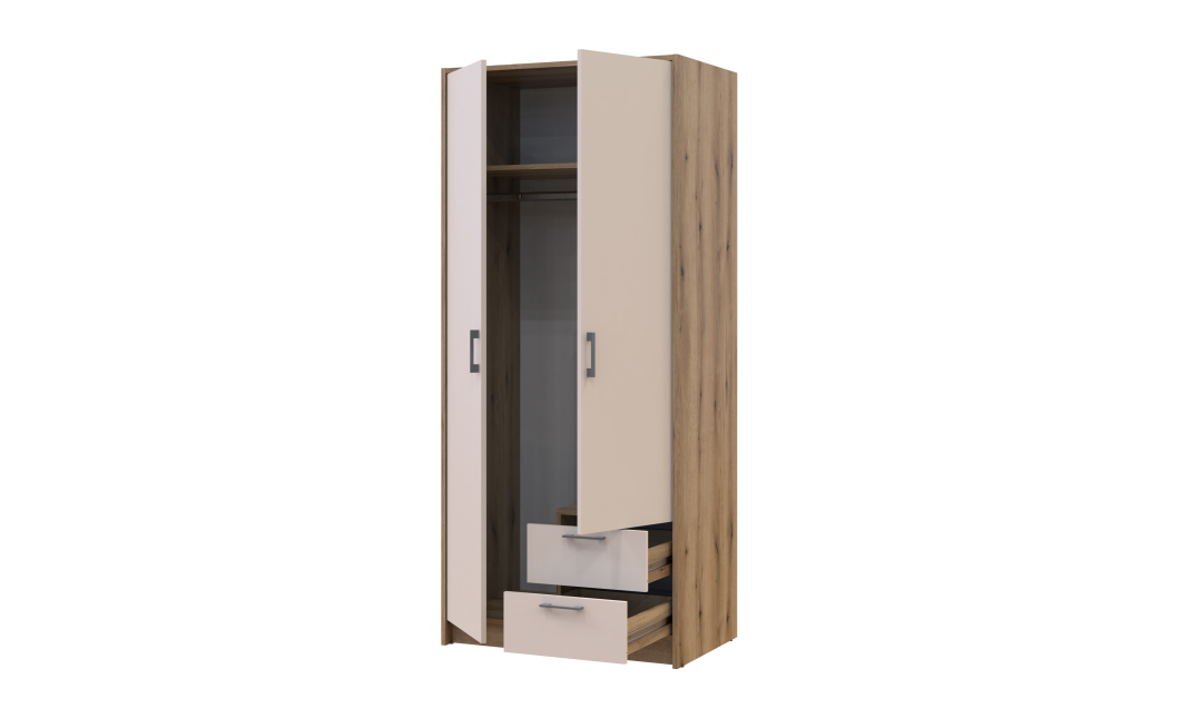 Kleiderschrank Doros Rondi mit Drehtüren Artisan Eiche / Kaschmir 2 Türen 82x52x195 (80737805)