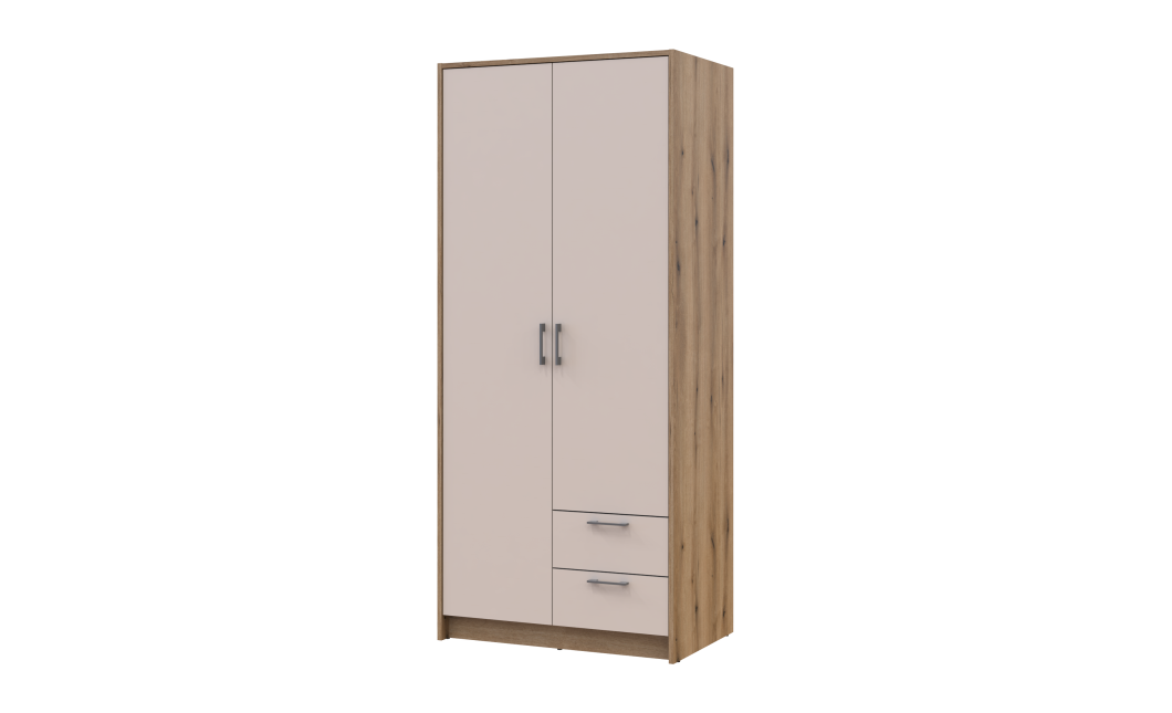 Kleiderschrank Doros Rondi mit Drehtüren Artisan Eiche / Kaschmir 2 Türen 82x52x195 (80737805)