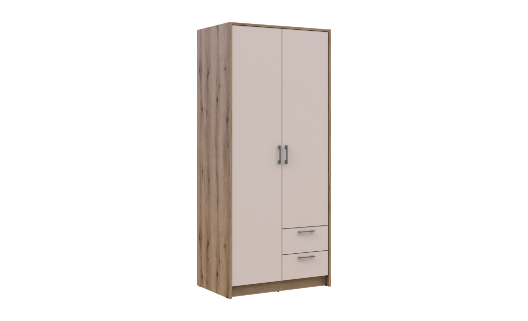 Kleiderschrank Doros Rondi mit Drehtüren Artisan Eiche / Kaschmir 2 Türen 82x52x195 (80737805)