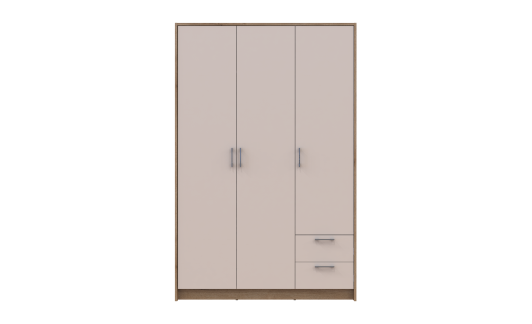 Kleiderschrank Doros Rondi mit Drehtüren Artisan Eiche / Kaschmir 3 Türen 121x52x195 (80737815)