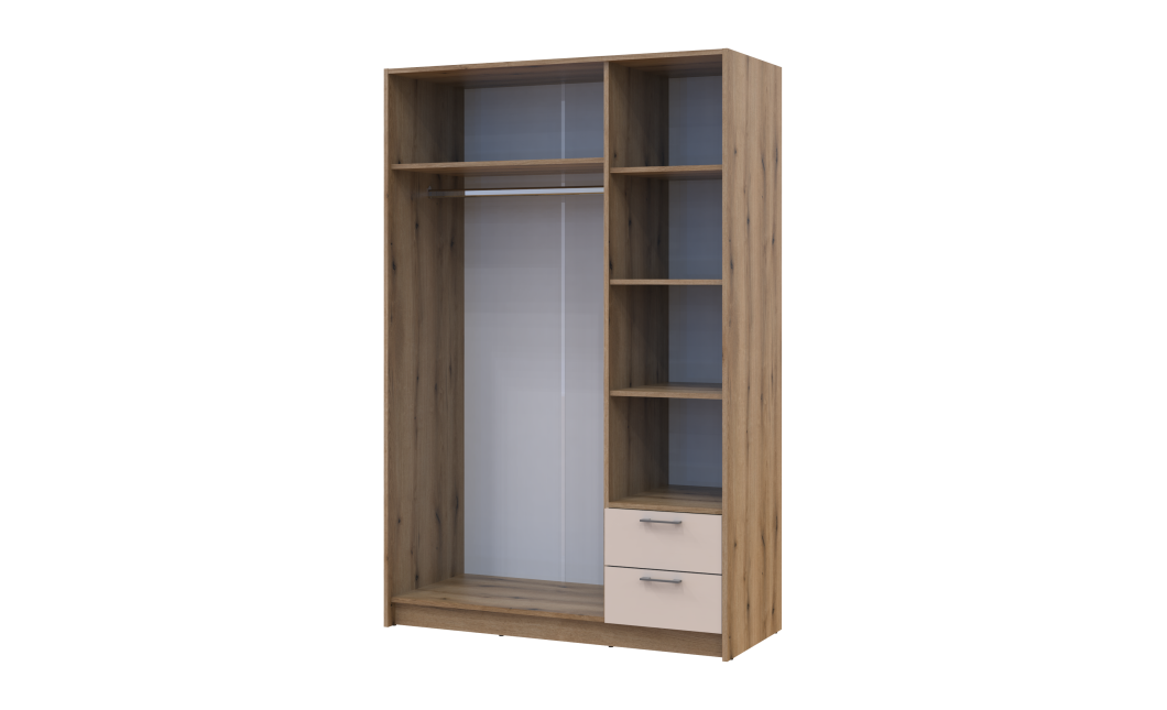 Kleiderschrank Doros Rondi mit Drehtüren Artisan Eiche / Kaschmir 3 Türen 121x52x195 (80737815)