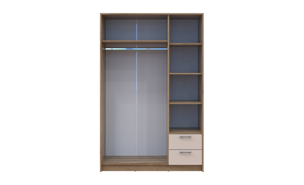 Kleiderschrank Doros Rondi mit Drehtüren Artisan Eiche / Kaschmir 3 Türen 121x52x195 (80737815)