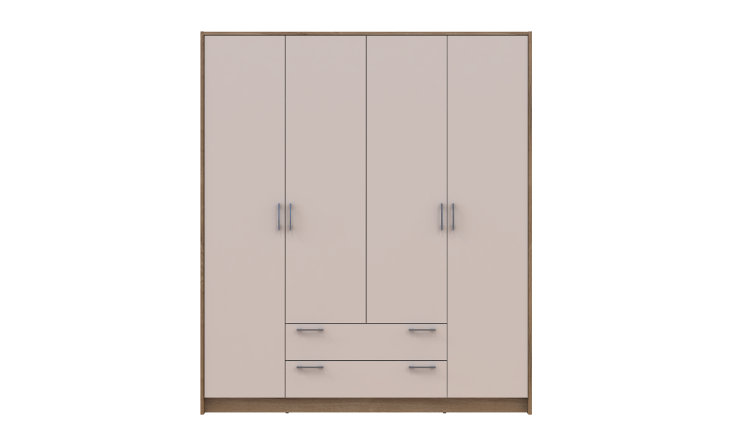 Kleiderschrank Doros Rondi mit Drehtüren Artisan Eiche / Kaschmir 4 Türen 160x52x195 (80737825)