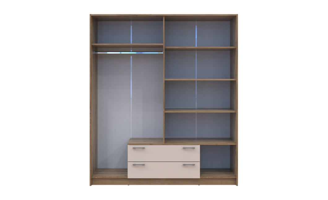 Kleiderschrank Doros Rondi mit Drehtüren Artisan Eiche / Kaschmir 4 Türen 160x52x195 (80737825)