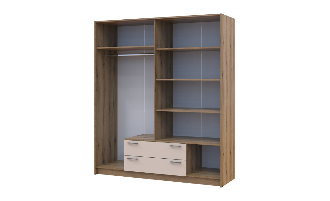 Kleiderschrank Doros Rondi mit Drehtüren Artisan Eiche / Kaschmir 4 Türen 160x52x195 (80737825)