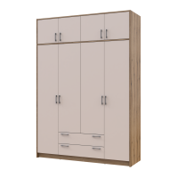 Kleiderschrank Doros Rondi mit Drehtüren mit Oberschrank Artisan Eiche / Kaschmir 4 Türen 160x52x236 (80737829)