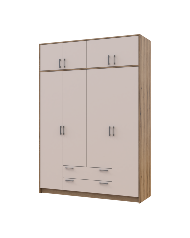 Kleiderschrank Doros Rondi mit Drehtüren mit Oberschrank Artisan Eiche / Kaschmir 4 Türen 160x52x236 (80737829)