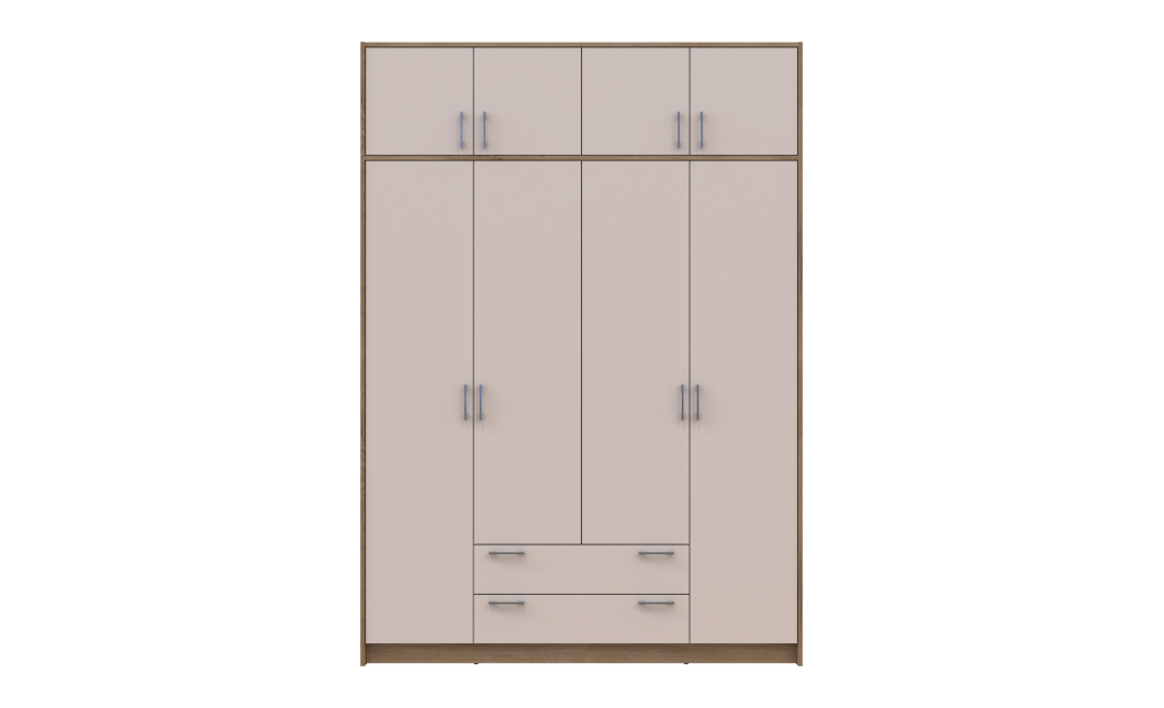 Kleiderschrank Doros Rondi mit Drehtüren mit Oberschrank Artisan Eiche / Kaschmir 4 Türen 160x52x236 (80737829)