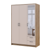 Kleiderschrank Doros Rondi mit Drehtüren mit Spiegel Artisan Eiche / Kaschmir 3 Türen 121x52x195 (80737817)