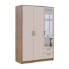 Kleiderschrank Doros Rondi mit Drehtüren mit Spiegel Artisan Eiche / Kaschmir 3 Türen 121x52x195 (80737817)