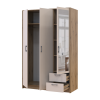 Kleiderschrank Doros Rondi mit Drehtüren mit Spiegel Artisan Eiche / Kaschmir 3 Türen 121x52x195 (80737817)