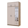 Kleiderschrank Doros Rondi mit Drehtüren und Spiegel Artisan Eiche / Kaschmir 3 Türen 121x52x236 (80737821)