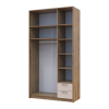 Kleiderschrank Doros Rondi mit Drehtüren und Spiegel Artisan Eiche / Kaschmir 3 Türen 121x52x236 (80737821)