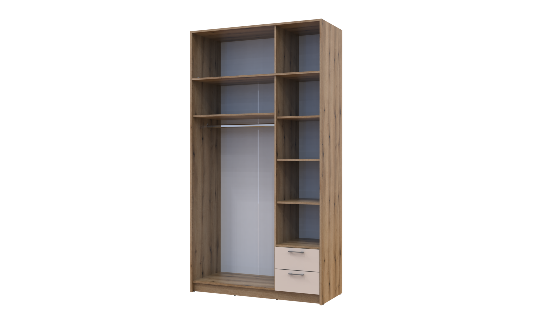 Kleiderschrank Doros Rondi mit Drehtüren und Spiegel Artisan Eiche / Kaschmir 3 Türen 121x52x236 (80737821)