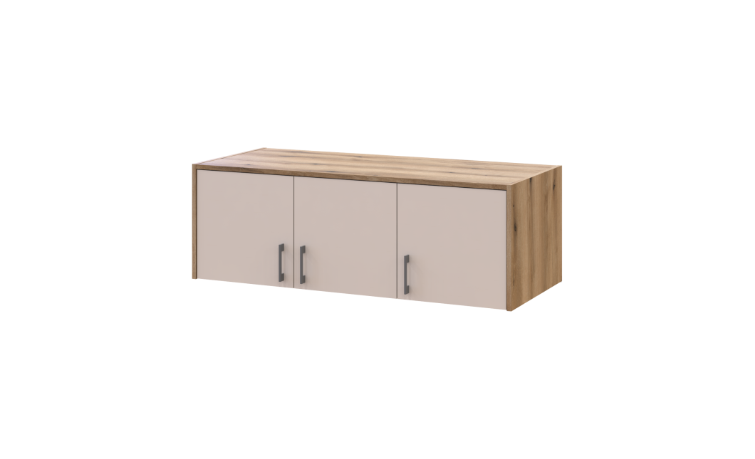 Kleiderschrank Doros Rondi mit Drehtüren und Spiegel Artisan Eiche / Kaschmir 3 Türen 121x52x236 (80737821)