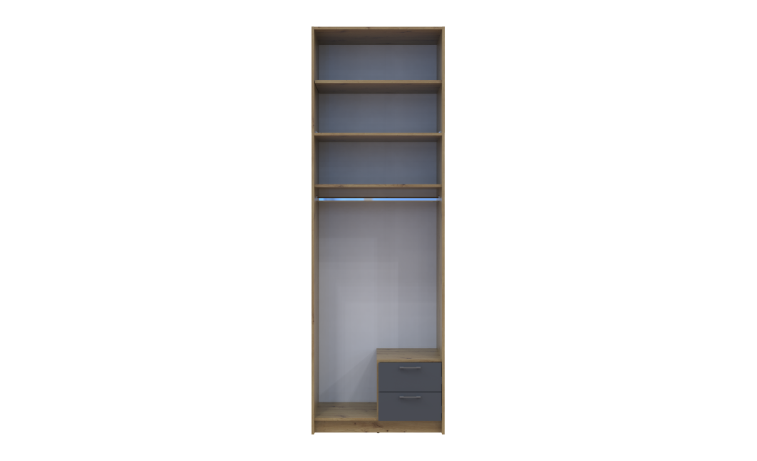 Kleiderschrank Doros Rondi mit Drehtüren mit Oberschrank Artisan Eiche / Graphitgrau 2 Türen 82x52x260 (42005186)
