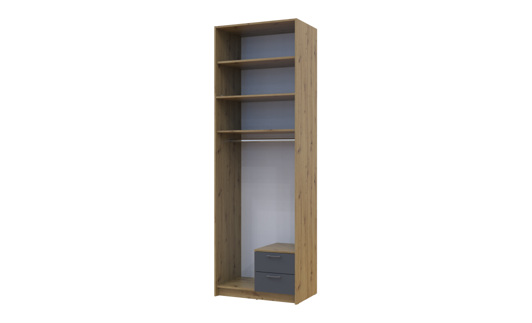 Kleiderschrank Doros Rondi mit Drehtüren mit Oberschrank Artisan Eiche / Graphitgrau 2 Türen 82x52x260 (42005186)