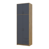 Kleiderschrank Doros Rondi mit Drehtüren mit Oberschrank Artisan Eiche / Graphitgrau 2 Türen 82x52x260 (42005186)