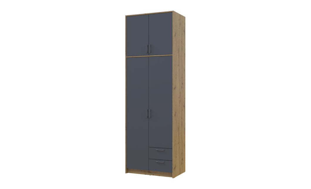 Kleiderschrank Doros Rondi mit Drehtüren mit Oberschrank Artisan Eiche / Graphitgrau 2 Türen 82x52x260 (42005186)