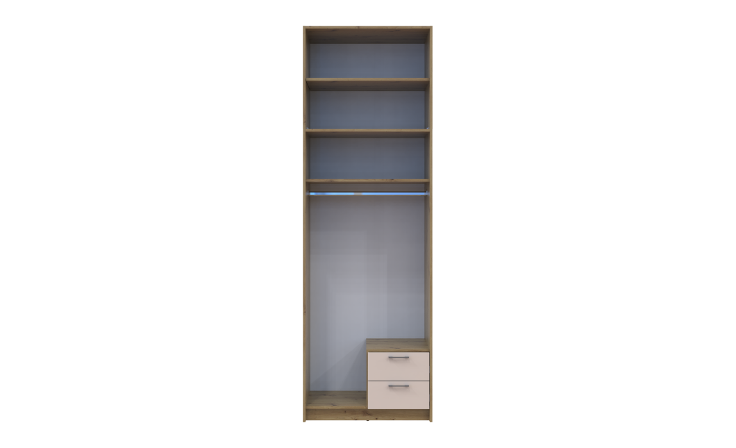 Kleiderschrank Doros Rondi mit Drehtüren mit Oberschrank Artisan Eiche / Kaschmir 2 Türen 82x52x260 (42005192)