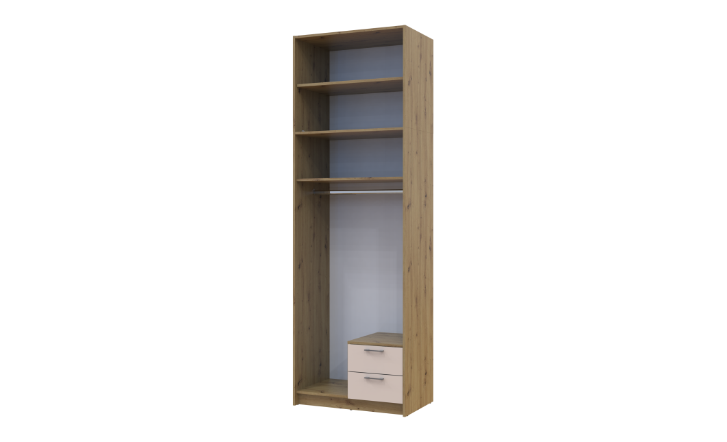 Kleiderschrank Doros Rondi mit Drehtüren mit Oberschrank Artisan Eiche / Kaschmir 2 Türen 82x52x260 (42005192)
