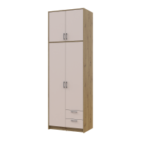 Kleiderschrank Doros Rondi mit Drehtüren mit Oberschrank Artisan Eiche / Kaschmir 2 Türen 82x52x260 (42005192)