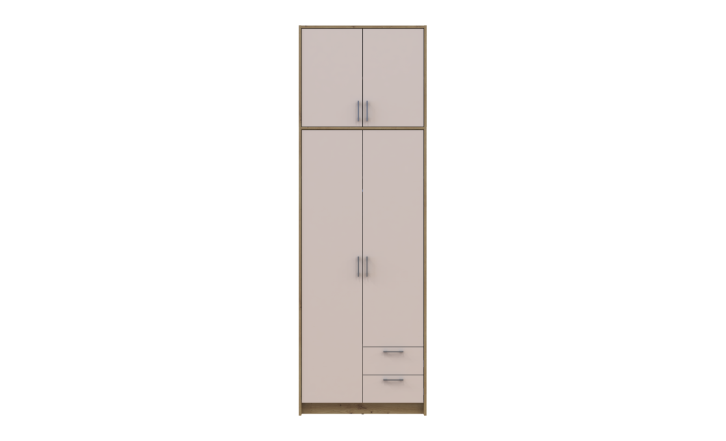 Kleiderschrank Doros Rondi mit Drehtüren mit Oberschrank Artisan Eiche / Kaschmir 2 Türen 82x52x260 (42005192)