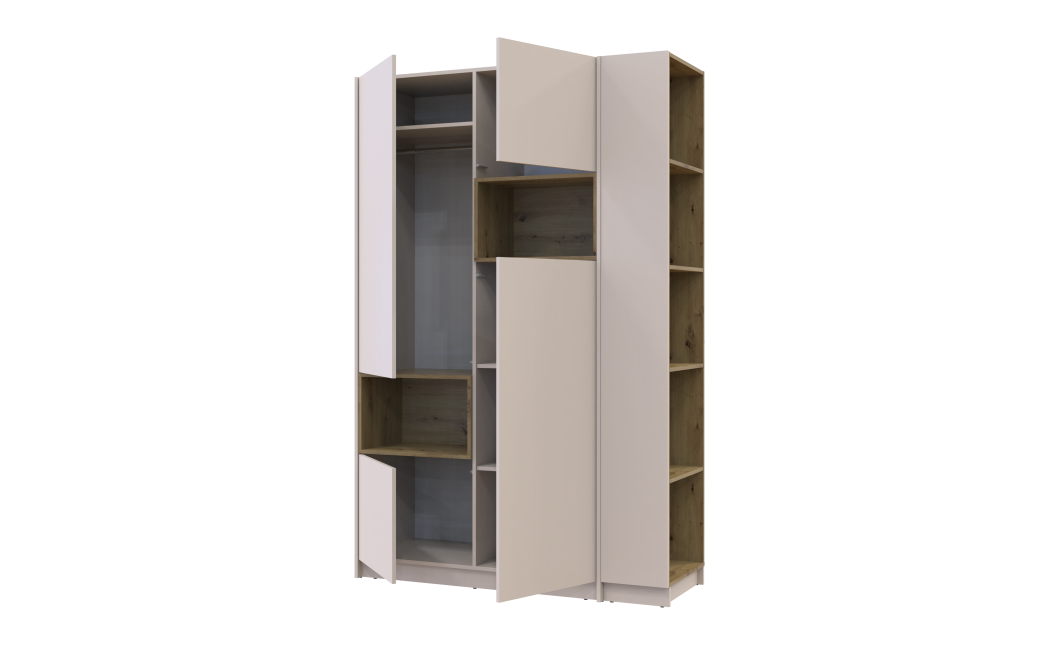 Kleiderschrank Doros Dale Schiebetüren mit offenem Regal Kaschmir / Artisan Eiche 2 Türen 143,2x52x220 (44900336)