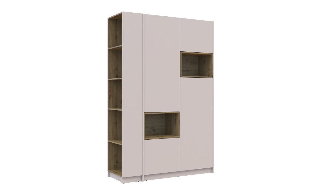 Kleiderschrank Doros Dale Schiebetüren mit offenem Regal Kaschmir / Artisan Eiche 2 Türen 143,2x52x220 (44900336)