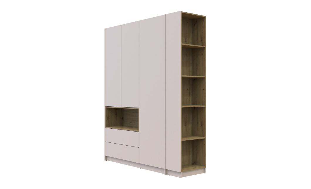 Kleiderschrank Doros Dale mit Drehtüren und offenem Regal Kaschmir / Artisan Eiche 3 Türen 178x52x220 (44900338)