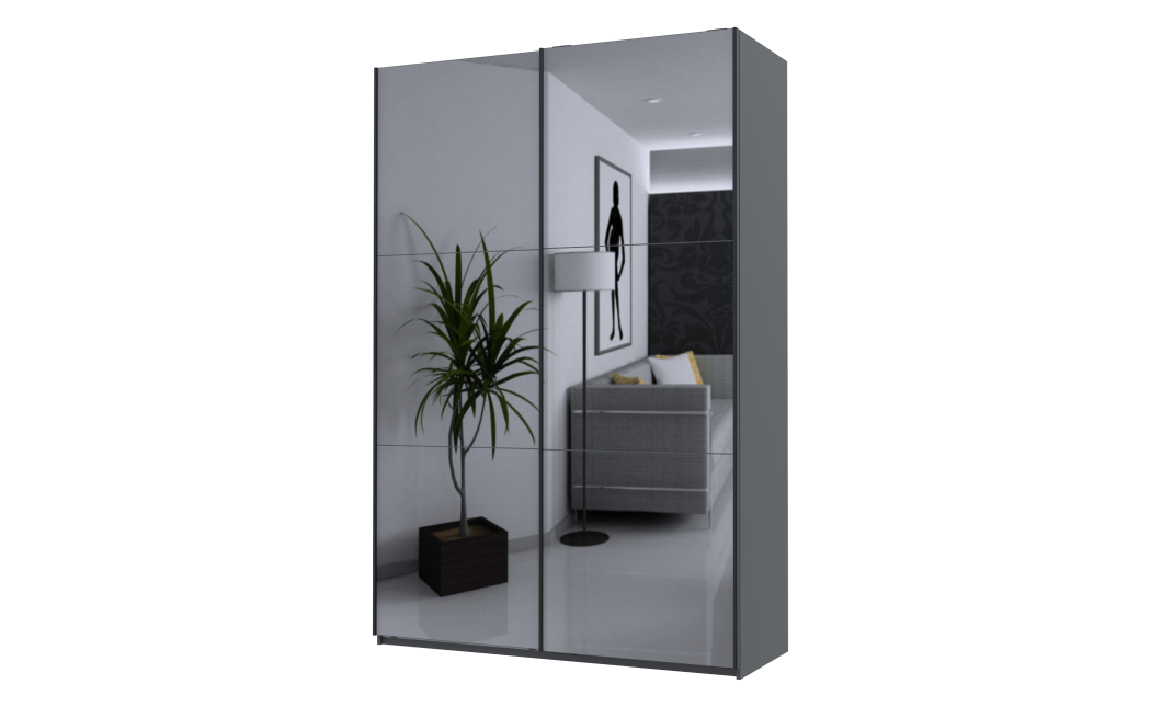 Kleiderschrank Doros G-Caiser Schiebetüren Anthrazit 2 Spiegel 3 Türen 160x60x240 (42005409)