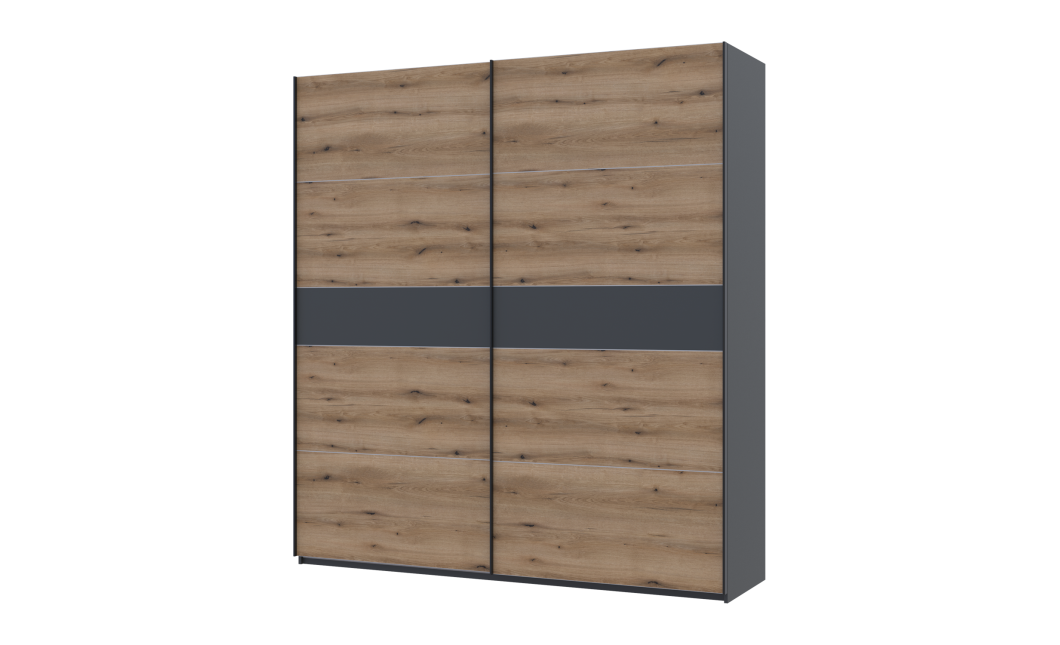 Kleiderschrank Doros G-Caiser Schiebetüren Anthrazit Ewok Eiche Anthrazit Einsatz 2 Türen 220x60x240 (42005421)