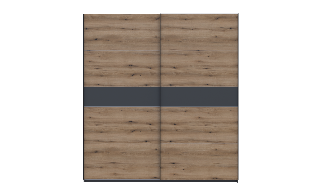 Kleiderschrank Doros G-Caiser Schiebetüren Anthrazit Ewok Eiche Anthrazit Einsatz 2 Türen 220x60x240 (42005421)