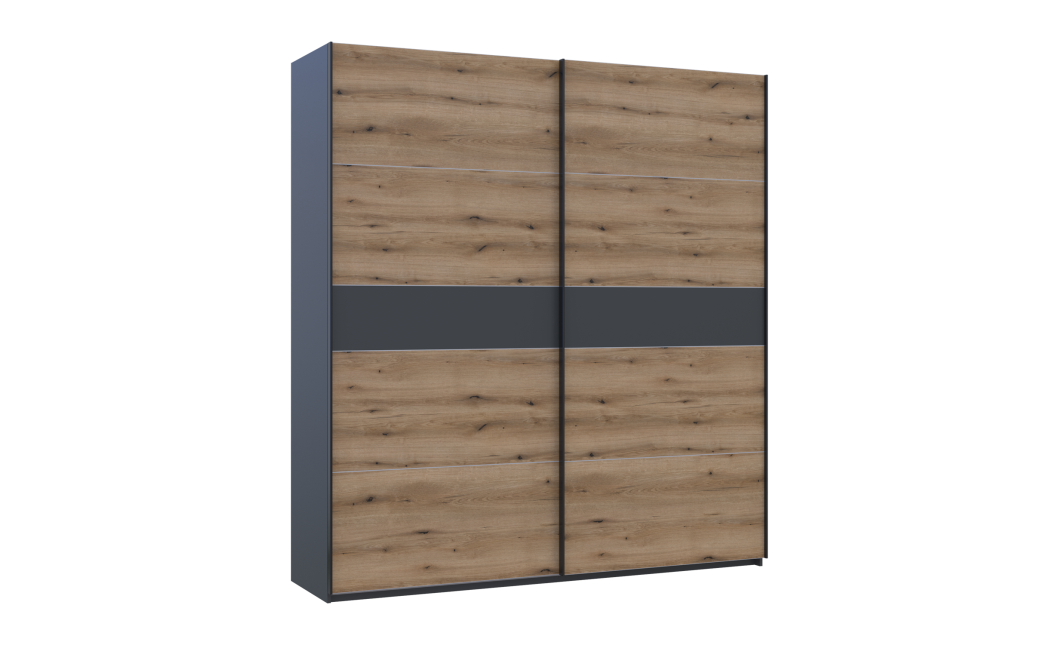 Kleiderschrank Doros G-Caiser Schiebetüren Anthrazit Ewok Eiche Anthrazit Einsatz 2 Türen 220x60x240 (42005421)