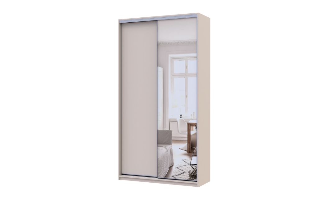Kleiderschrank Doros City Light Schiebetüren Kaschmir mit Spiegel 2 Türen 120x45x225 (80736338)