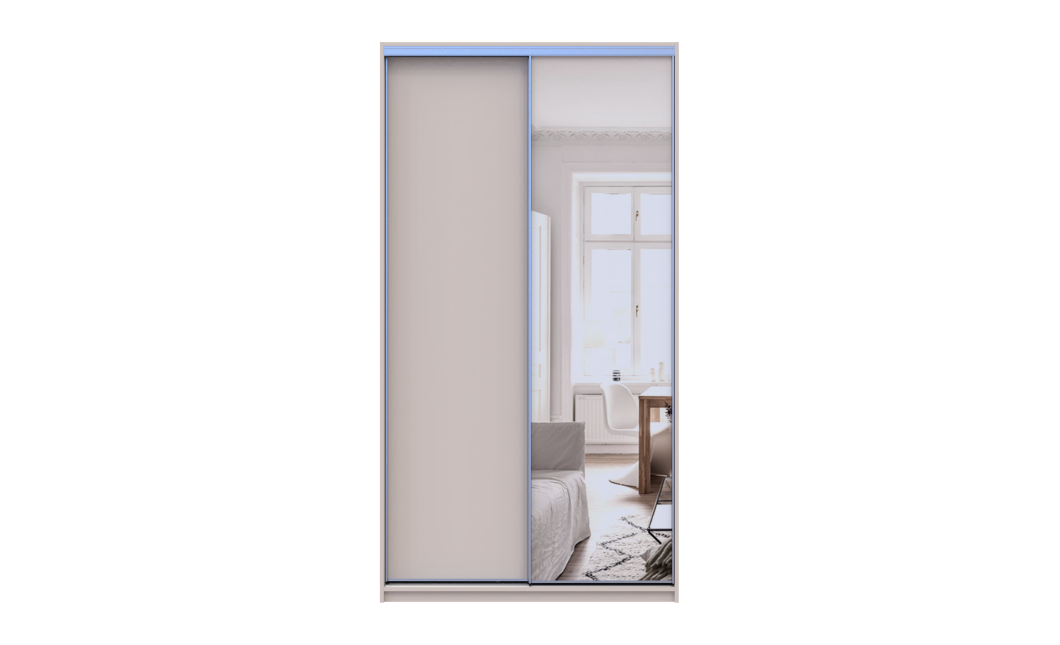 Kleiderschrank Doros City Light Schiebetüren Kaschmir mit Spiegel 2 Türen 120x45x225 (80736338)