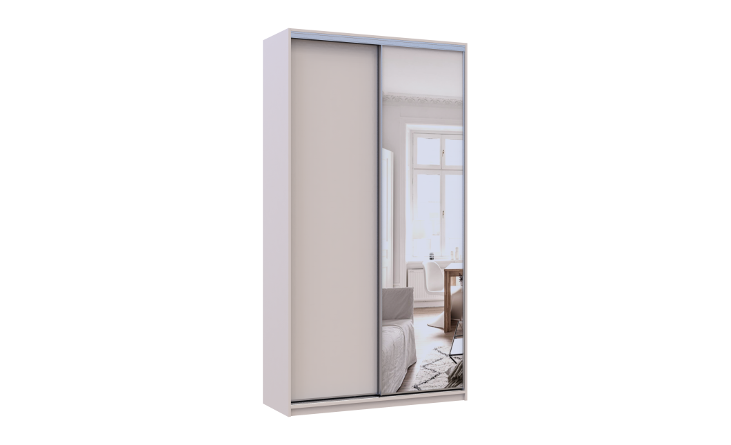 Kleiderschrank Doros City Light Schiebetüren Kaschmir mit Spiegel 2 Türen 120x45x225 (80736338)