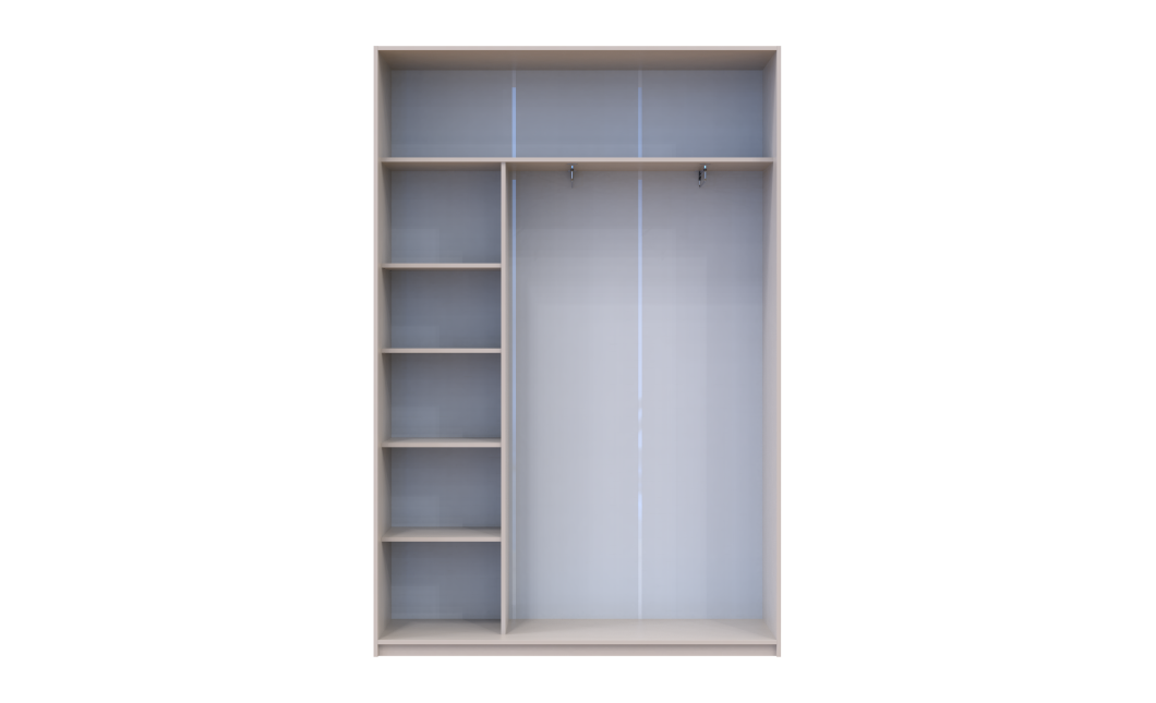 Kleiderschrank Doros City Schiebetüren Kaschmir mit Beleuchtung und Spiegel 2 Türen 150x45x225 (80736356)