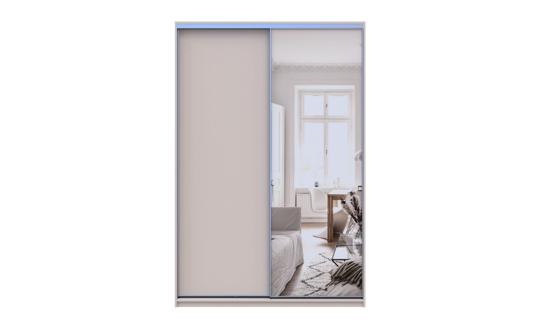 Kleiderschrank Doros City Schiebetüren Kaschmir mit Beleuchtung und Spiegel 2 Türen 150x45x225 (80736356)