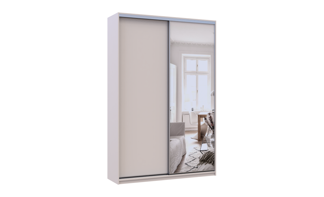 Kleiderschrank Doros City Schiebetüren Kaschmir mit Beleuchtung und Spiegel 2 Türen 150x45x225 (80736356)