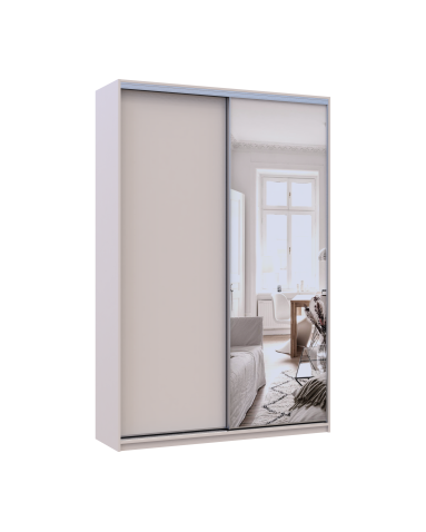 Kleiderschrank Doros City Schiebetüren Kaschmir mit Beleuchtung und Spiegel 2 Türen 150x45x225 (80736356)