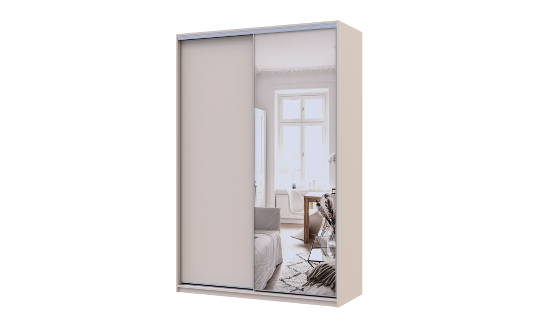 Kleiderschrank Doros City Light Schiebetüren Kaschmir mit Spiegel 2 Türen 150x60x225 (80736353)
