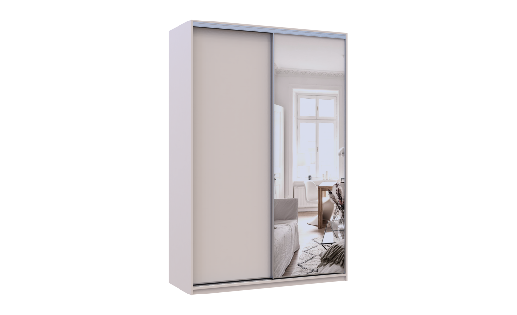Kleiderschrank Doros City Light Schiebetüren Kaschmir mit Spiegel 2 Türen 150x60x225 (80736353)