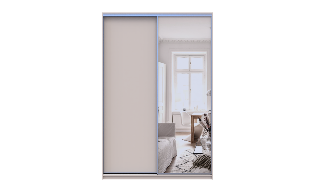 Kleiderschrank Doros City Light Schiebetüren Kaschmir mit Spiegel 2 Türen 150x60x225 (80736353)