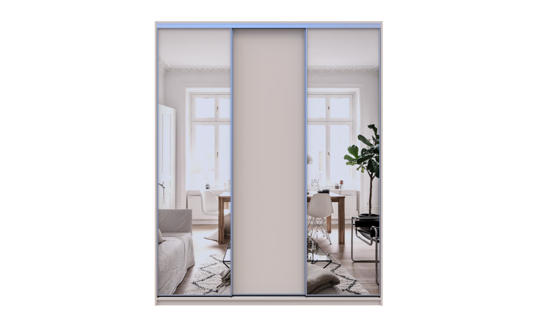 Kleiderschrank Doros City Light Schiebetüren Kaschmir mit Spiegel 3 Türen 180x60x225 (80736368)