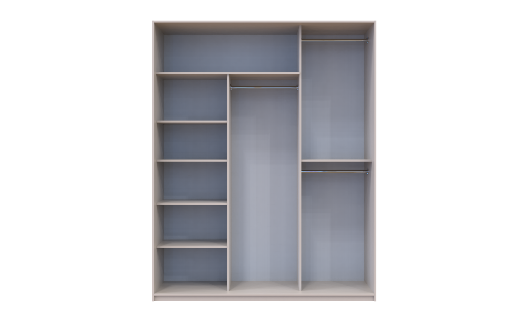 Kleiderschrank Doros City Light Schiebetüren Kaschmir mit Spiegel 3 Türen 180x60x225 (80736368)