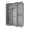 Kleiderschrank Doros City Light Schiebetüren Kaschmir mit Spiegel 3 Türen 180x60x225 (80736368)