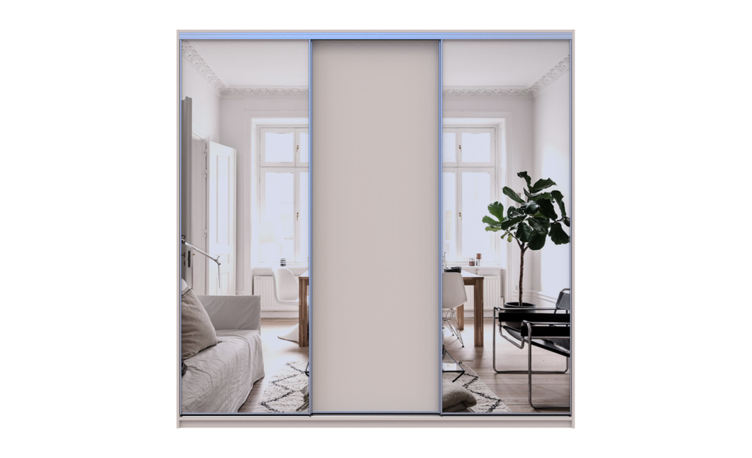 Kleiderschrank Doros City Light Schiebetüren Kaschmir mit Spiegel 3 Türen 225x60x225 (80736380)