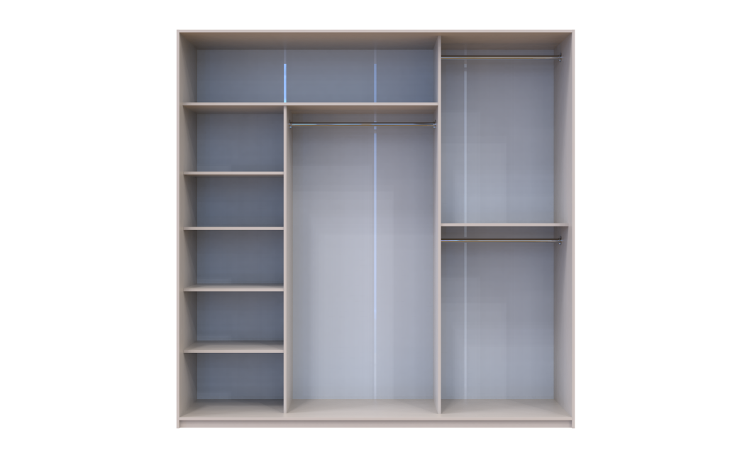 Kleiderschrank Doros City Light Schiebetüren Kaschmir mit Spiegel 3 Türen 225x60x225 (80736380)